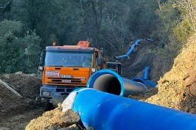 The Austrian company STRABAG has been laying these pipes to divert the spring water of the Shushica to the Mediterranean coast
